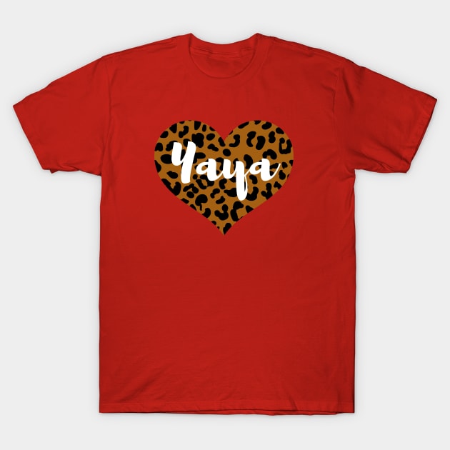 Cute Leopard Print Yaya Heart T-Shirt by Hello Sunshine